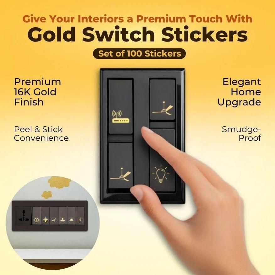 Gold Switch Stickers (Pack of 100) – Premium Switch Labels with Clear Icons